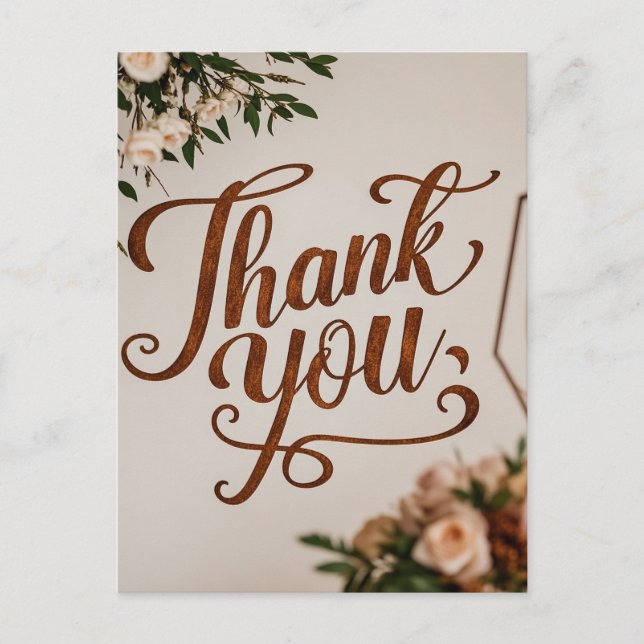 Rustic Hand Lettering danke Ihnen Hochzeit Postkarte (Vorderseite)