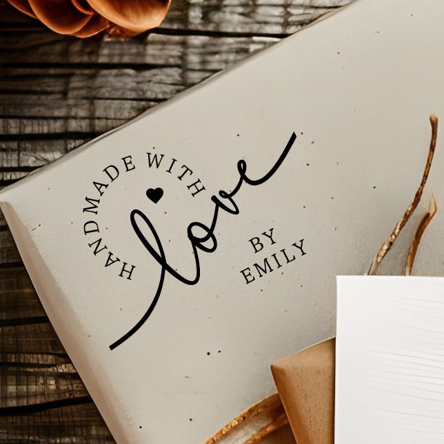 Rustic Handmade with Love Script Heart Baked Goods Permastempel (Von Creator hochgeladen)