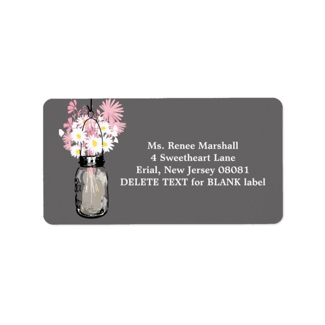 Rustic Hanging Mason Jar Wedding Adressaufkleber (Vorne)