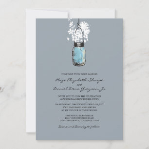 Rustic Hanging Mason Jar Wedding Einladung
