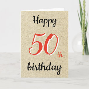 Rustic Happy Birthday Script 50. Geburtstagskarte Karte
