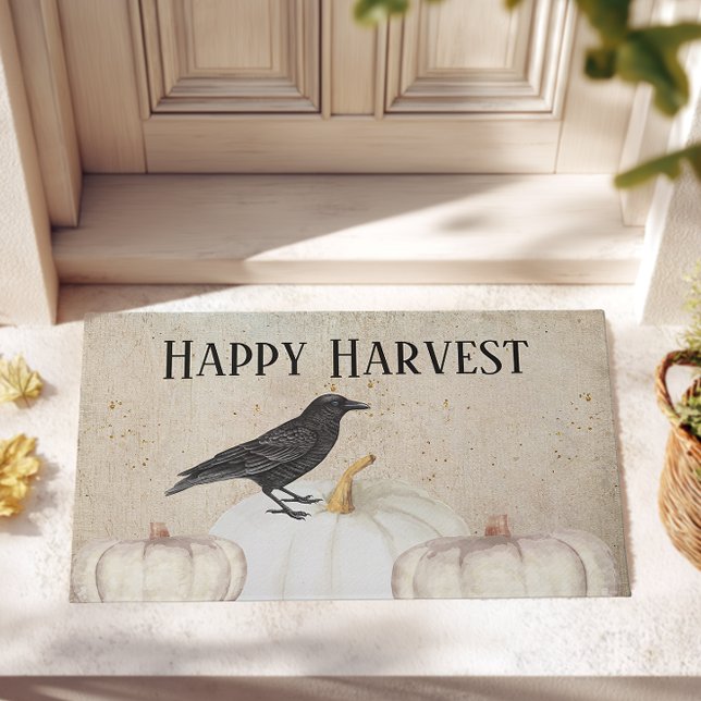 Rustic Happy Harvest Pumpkin Fußmatte (Happy Harvest Front Patio Welcome Mat)