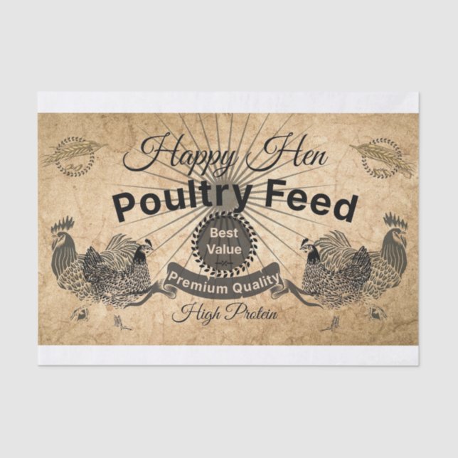 Rustic Happy Hen Decoupage/Tissue Paper Seidenpapier (Vorderseite)