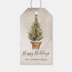 Rustic Happy Holidays Gift Favor Tag Geschenkanhänger