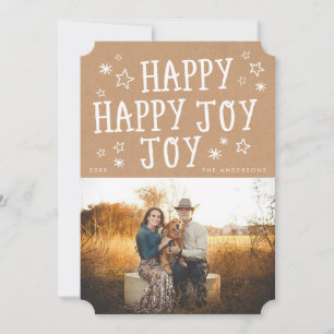 Rustic Happy Joy Christmas Foto Cards Feiertagskarte