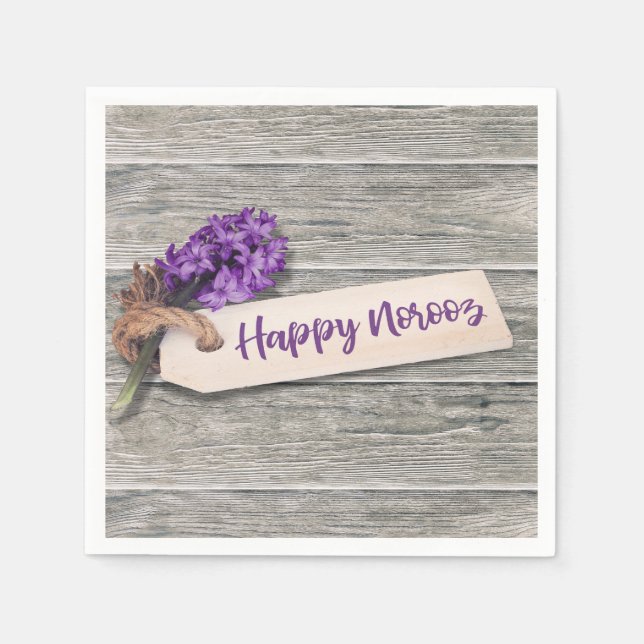 Rustic Happy Norooz Hyacinth - Paper Napkin Serviette (Vorderseite)