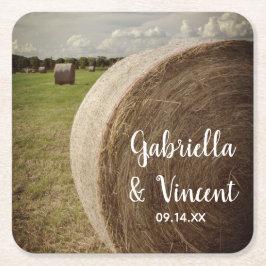 Rustic Hay Bales Ranch Wedding Rechteckiger Pappuntersetzer