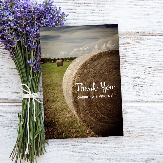 Rustic Hay Bales Ranch Wedding Vielen Dank Dankeskarte (Von Creator hochgeladen)
