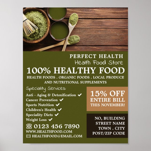 Rustic Health Food Store Advertising Poster (Vorne)