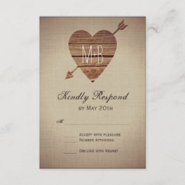 Rustic Heart Arrow Country Wedding RSVP Cards Karte