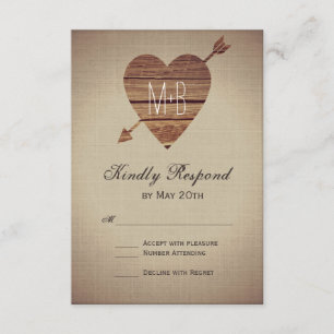 Rustic Heart Arrow Country Wedding RSVP Cards Karte