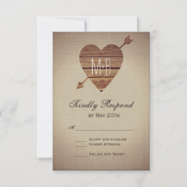 Rustic Heart Arrow Country Wedding RSVP Cards Karte