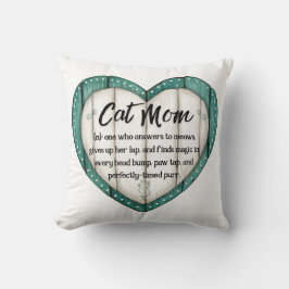 Rustic Heart Cat Mom Throw Pillow Kissen