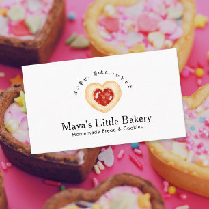 Rustic Heart Cookie Watercolor Bäckerei Visitenkarte