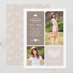 Rustic Heart Doodles Foto-Collage Abschluss Einladung