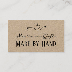 Rustic Heart Kraftpapier handgefertigt    Handgema Visitenkarte