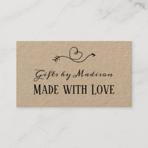 Rustic Heart Kraftpapier, hergestellt mit Liebe  H Visitenkarte