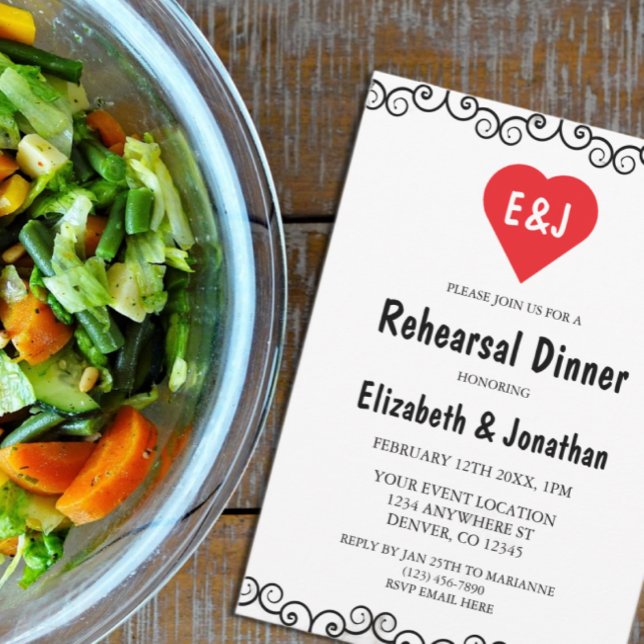 Rustic Heart Monogram Probe Dinner Einladung (Von Creator hochgeladen)