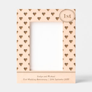 Rustic Hearts 1. Hochzeitstag Personalisiert Geätzte Rahmen