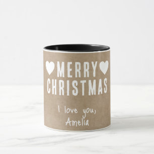 Rustic Hearts Frohe Weihnachts-Freundin Girlfriend Tasse