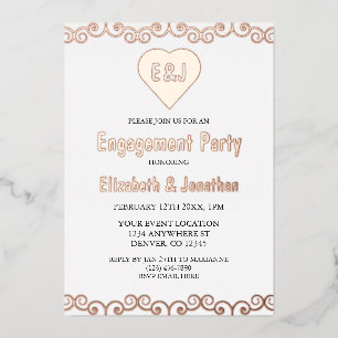 Rustic Heft Monogram Engagement Party Folieneinladung