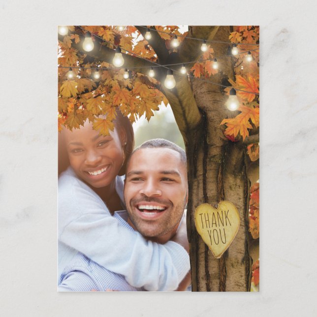 Rustic Herbst Herbstbaum Hochzeit Vielen Dank Postkarte (Vorderseite)