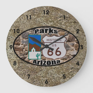 Rustic Historic US Route 66 ~ Parks, Arizona Große Wanduhr