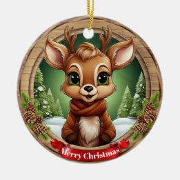 Rustic Holiday Character Xmas Reindeer Gift 🦌🎄 Keramik Ornament