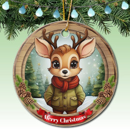 Rustic Holiday Character Xmas Reindeer Gift 🦌🎄 Keramik Ornament
