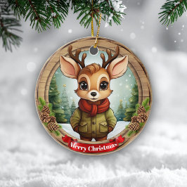 Rustic Holiday Character Xmas Reindeer Gift 🦌🎄 Keramik Ornament