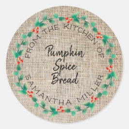 Rustic Holiday Holly Wreath Kitchen Leckereien Ges Runder Aufkleber