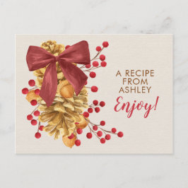 Rustic Holly Acorn Weihnachts Rezept Card Postkarte