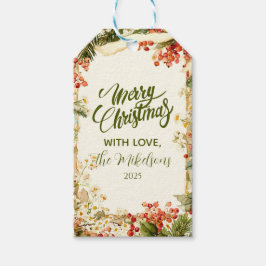 Rustic Holly Berry Christmas Geschenkanhänger