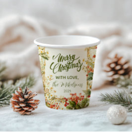 Rustic Holly Berry Christmas Pappbecher