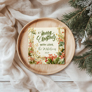 Rustic Holly Berry Christmas Serviette