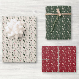 Rustic Holly Berry Foliage Weihnachten Geschenkpapier Set