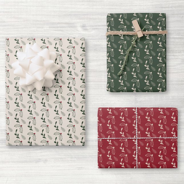 Rustic Holly Berry Foliage Weihnachten Geschenkpapier Set (Von Creator hochgeladen)
