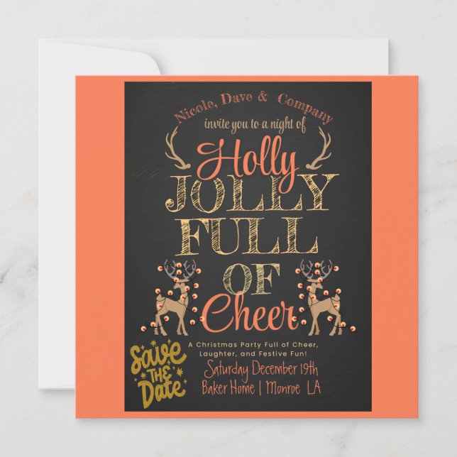 Rustic Holly & Jolly Family Foto Party Save The Date (Vorderseite)