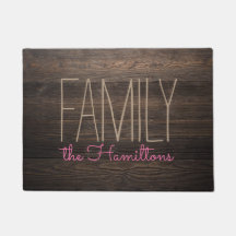 Rustic HOLZ Chic Family Monogram GRAU AND PINK