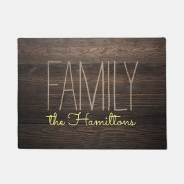 Rustic HOLZ Chic Family Monogram Graugelb Fußmatte