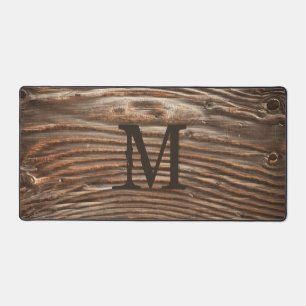 Rustic Holz Grain Foto Image Monogram Custom Schreibtischunterlage