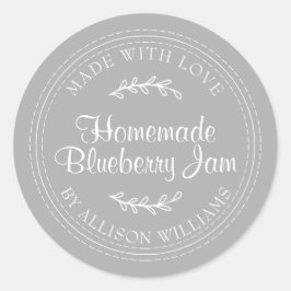 Rustic Homemade Blueberry Jam Canning Grau Runder Aufkleber