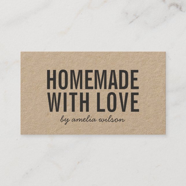 Rustic Homemade With Love Social Media Kraft Visitenkarte (Vorderseite)