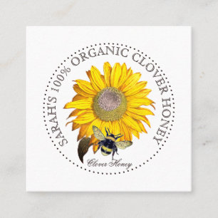 Rustic Honey Bee Yellow Dandela Business Card Quadratische Visitenkarte