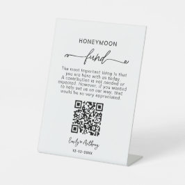 Rustic Honeymoon Fund QR Wishing Sockelschild
