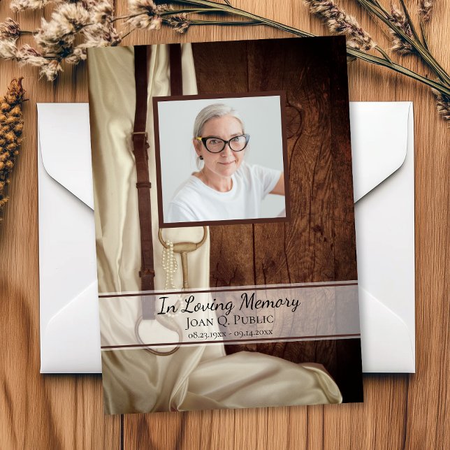 Rustic Horse Bit Satin Beerdigung Beileid Dankeskarte (Von Creator hochgeladen)