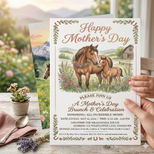 Rustic Horse Muttertags-Einladung, Farm Floral Einladung