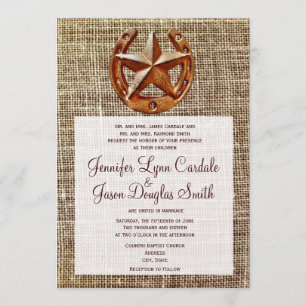 Rustic Horseshoe Star Burlap Hochzeit Einladungen