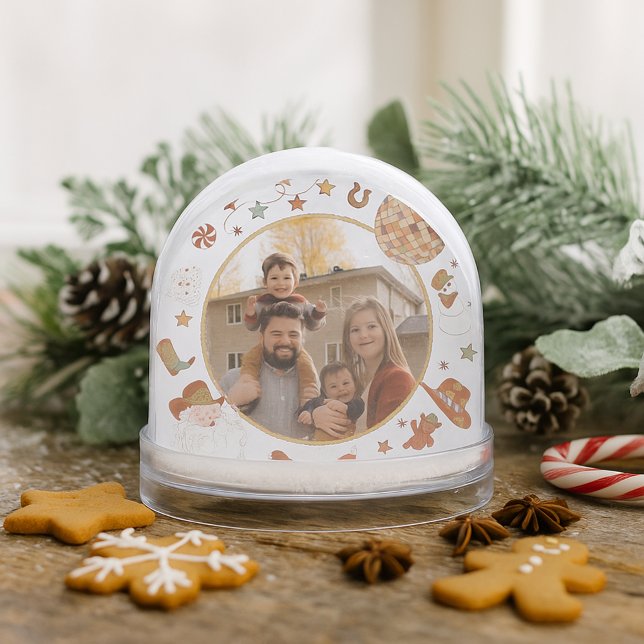 Rustic Howdy Western Family Photo Christmas Schneekugeln (Von Creator hochgeladen)