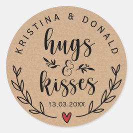 Rustic Hugs & Kisses Wedding | BRAUTPARTY Runder Aufkleber
